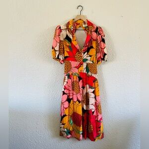 FARM Rio Floral Midi Dress - Pink, Orange, Yellow